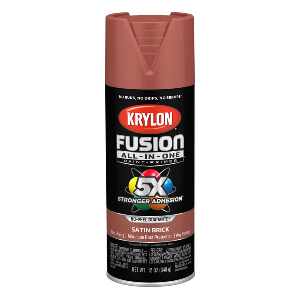 KRYLON Fusion All-in-one Spray Paint + Primer, Satin Brick, 12oz