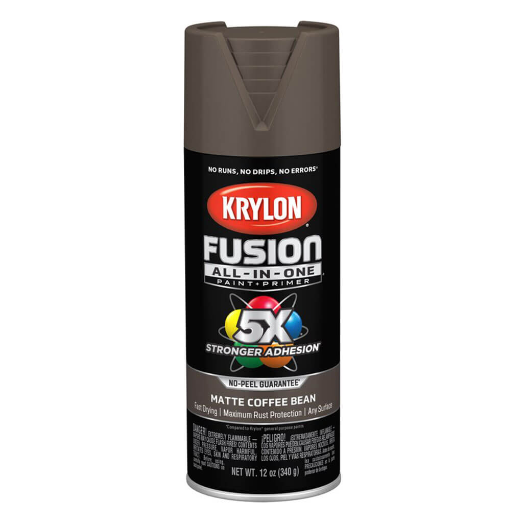 KRYLON Fusion All-in-One Spray Paint + Primer, Matte Coffee Bean, 12oz