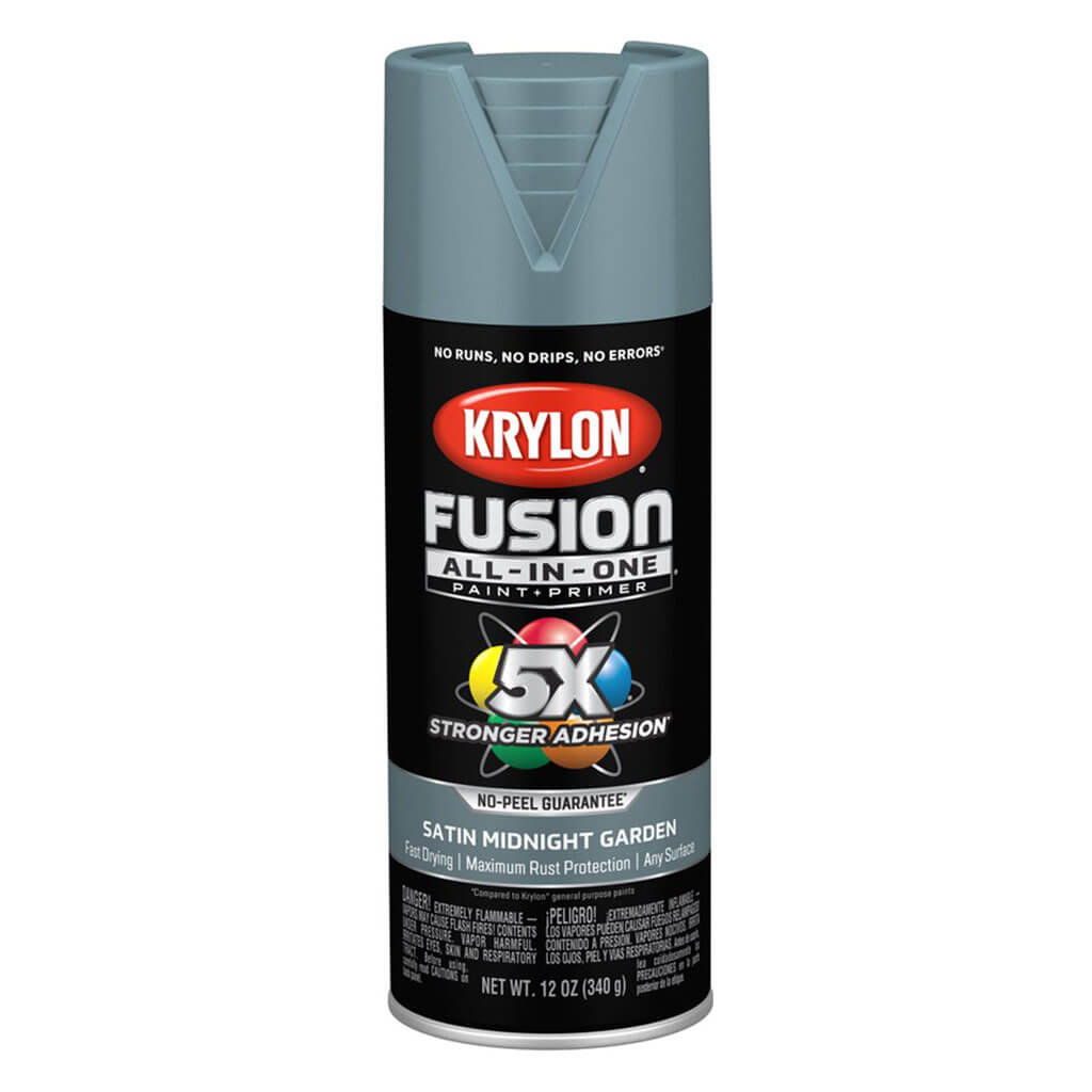 KRYLON Fusion All-in-One Spray Paint + Primer, Satin Mdnight Gardn, 12oz