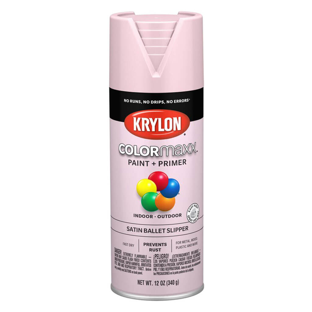 KRYLON Colormaxx Spray Paint + Primer, Satin Ballet Slipper, 12oz