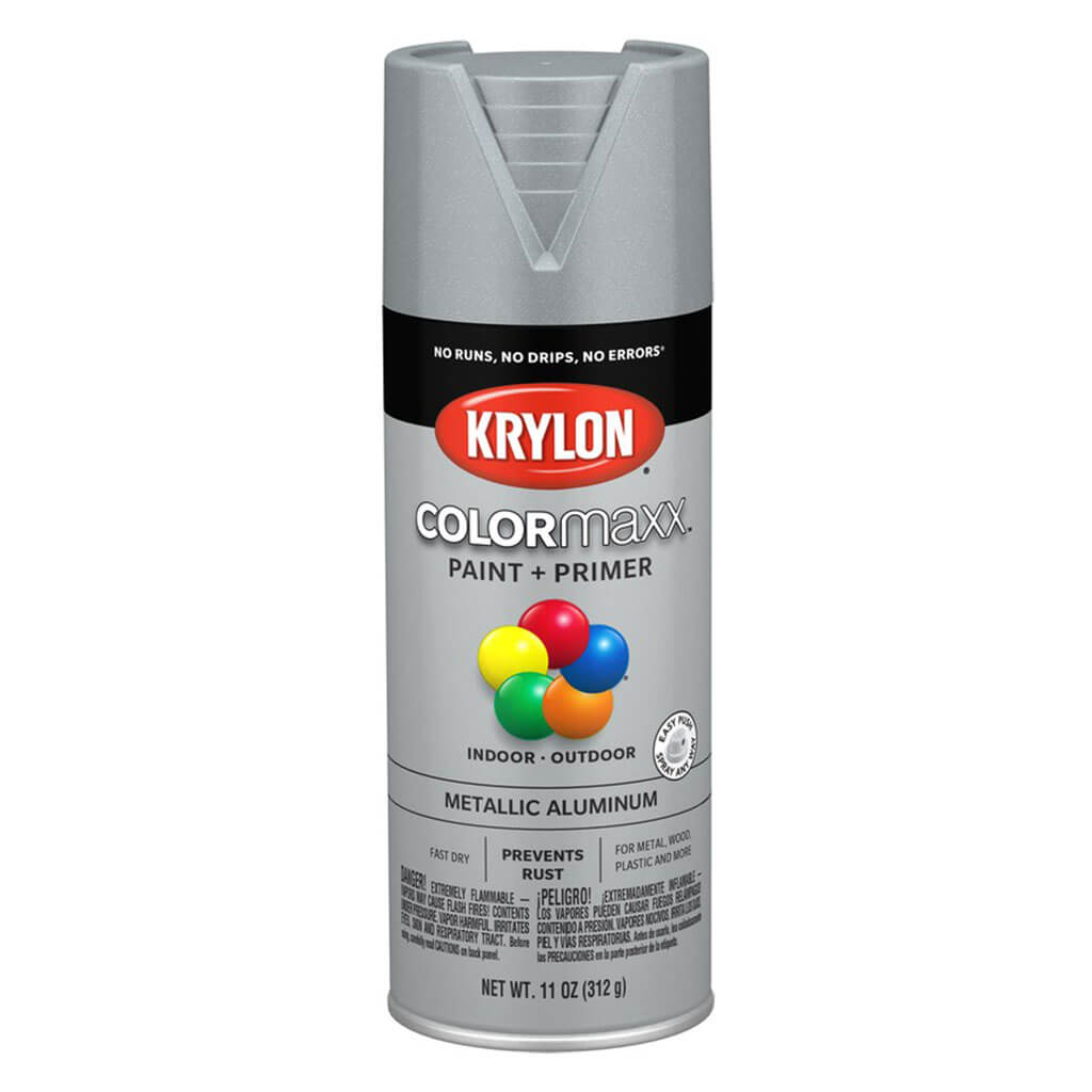 KRYLON Colormaxx Spray Paint + Primer, Metallic Aluminum, 12oz