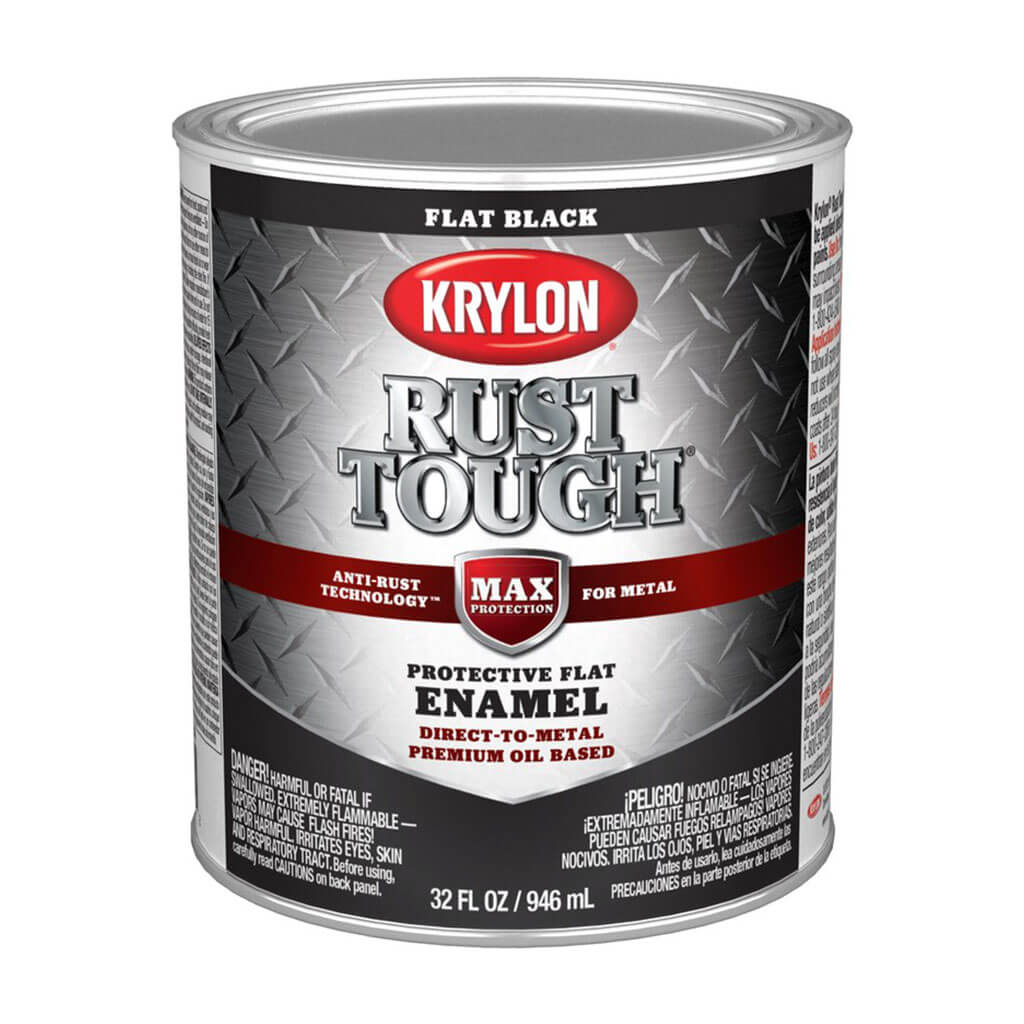 Krylon Rust Tough Rust Preventative Paint Flat Black, 1qt