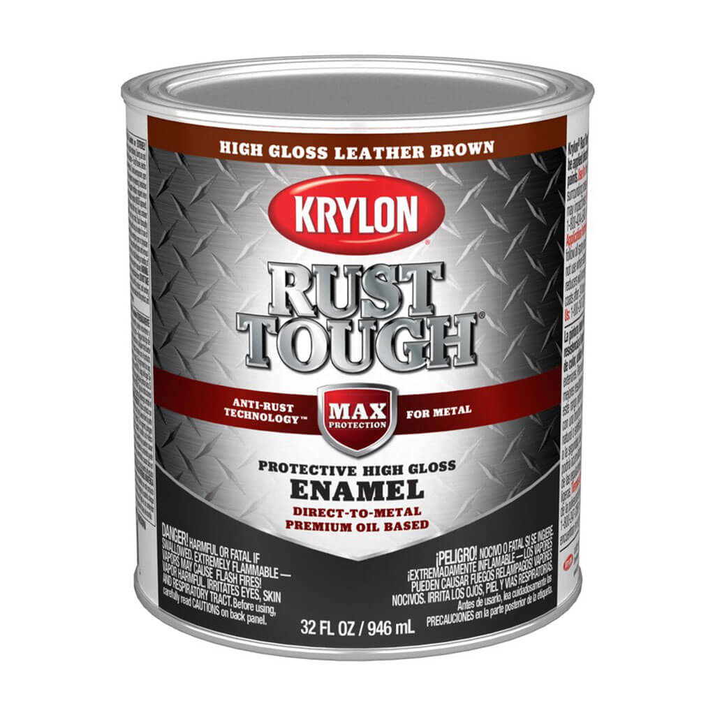 Krylon Rust Tough Rust Preventative Paint Gloss Leather Brown, 1qt