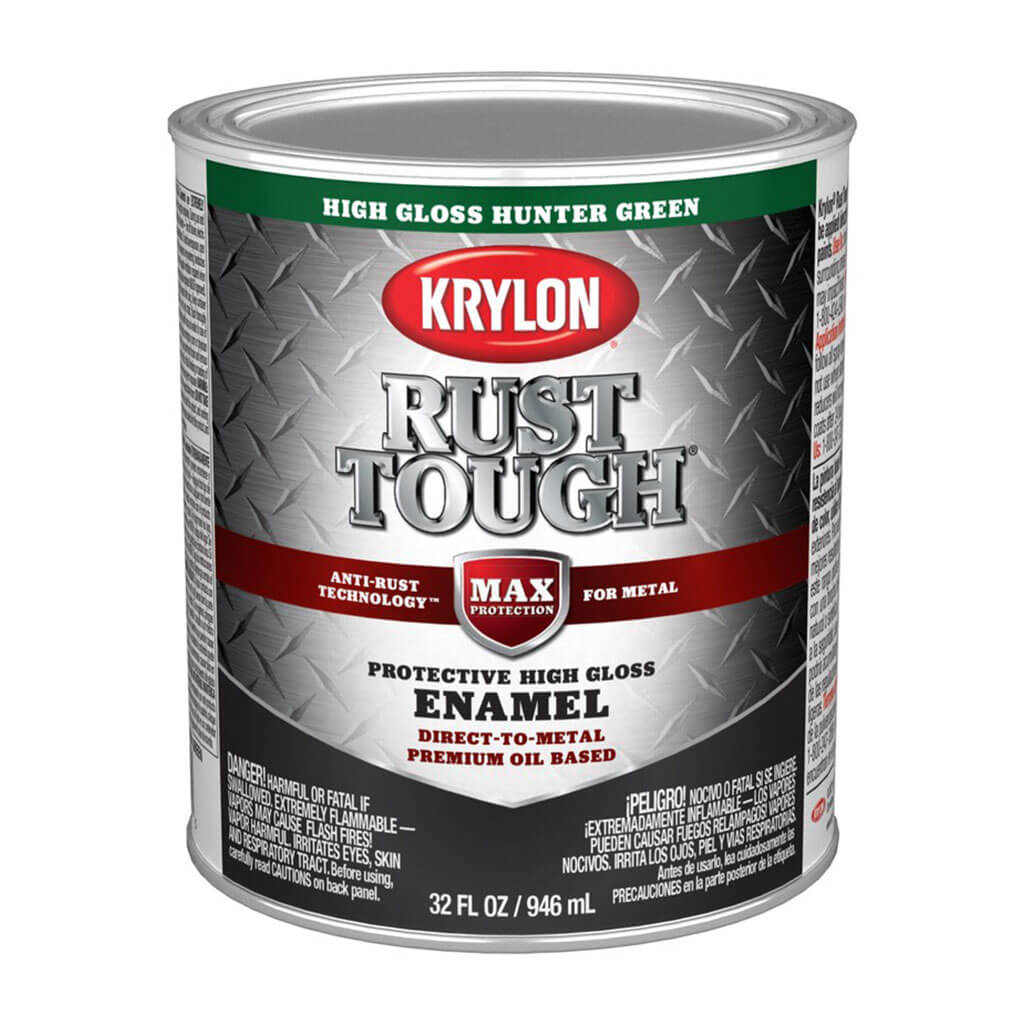 Krylon Rust Tough Rust Preventative Paint Gloss Hunter Green, 1qt