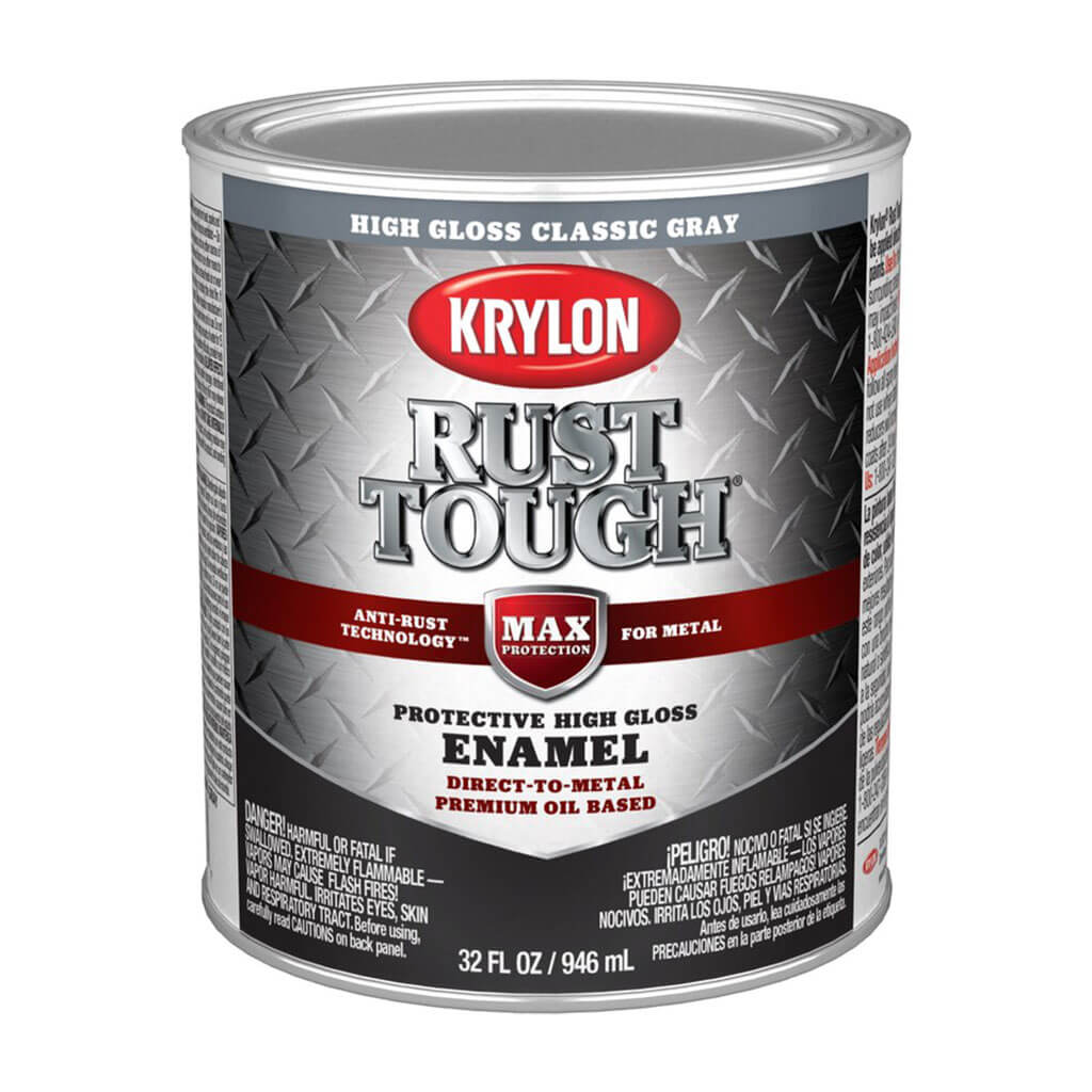 Krylon Rust Tough Rust Preventative Paint Gloss Classic Gray, 1qt