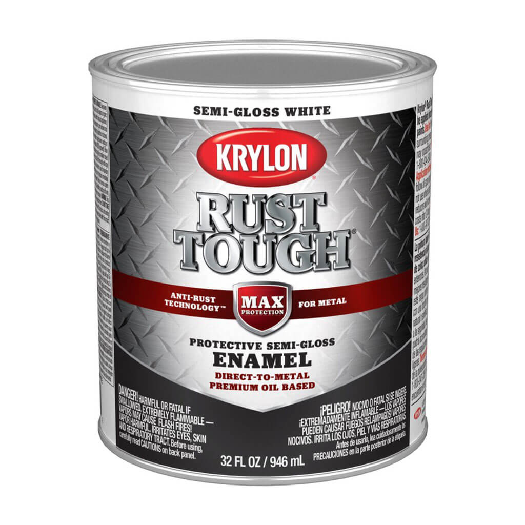 Krylon Rust Tough Rust Preventative Paint Semi-Gloss White, 1qt