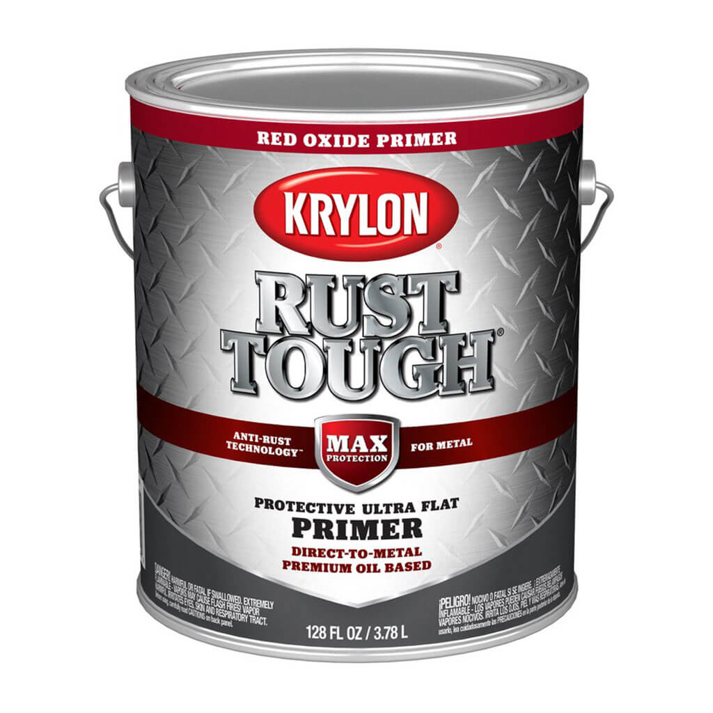 Krylon Rust Tough Primer, Ultra Flat Red Oxide/Rusty Metal, 1 gal