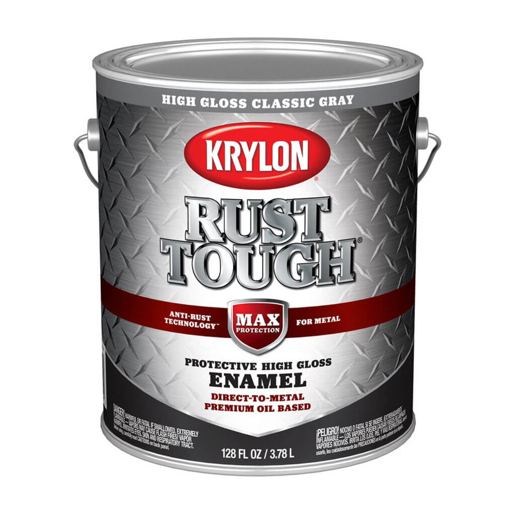 Krylon Rust Tough Rust Preventative Paint Gloss Classic Gray, 1gal