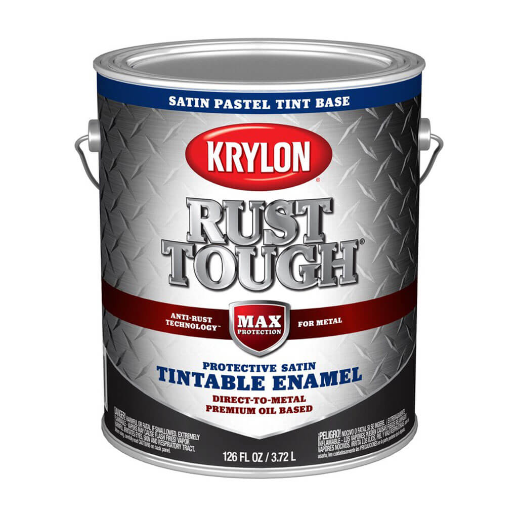 Krylon Rust Tough Enamel Paint Satin Sheen Pastel Tint, 1 gal