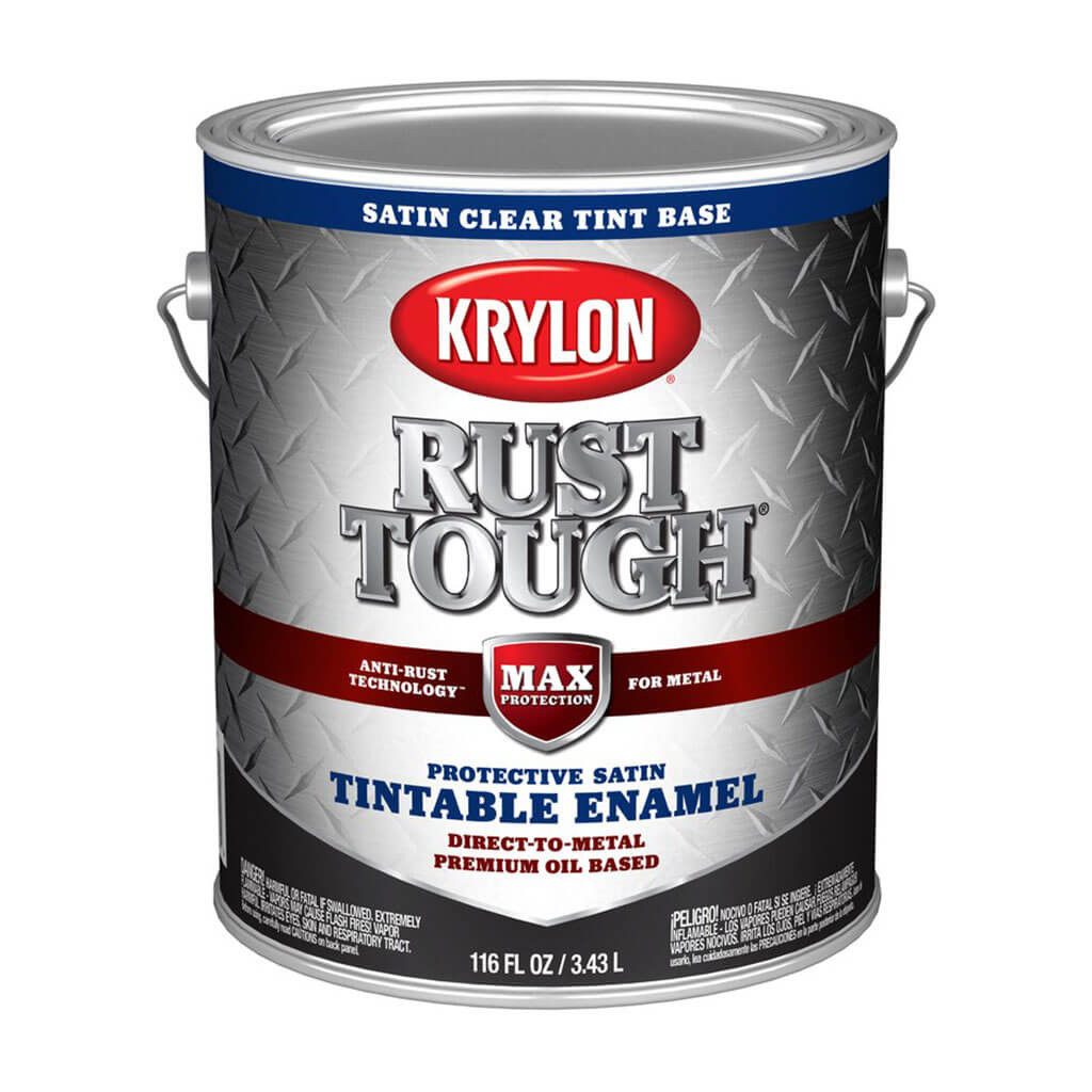 Krylon Rust Tough Enamel Paint Satin Sheen, Clear, 1gal