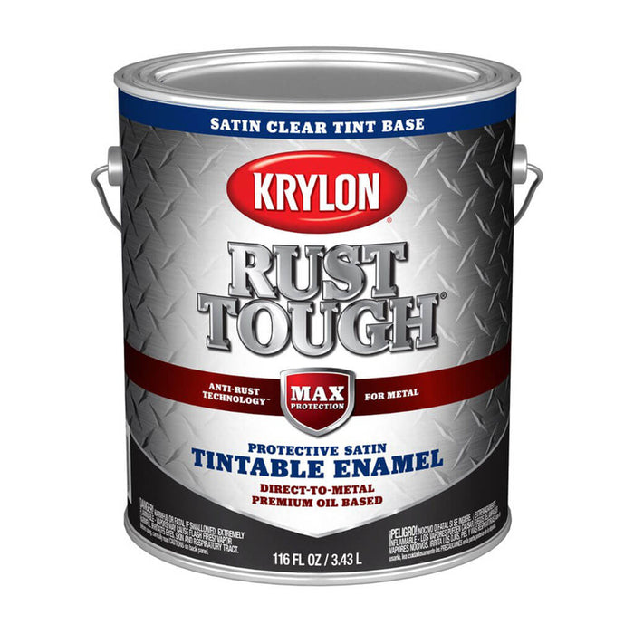 Krylon Rust Tough Enamel Paint Satin Sheen, Clear, 1gal