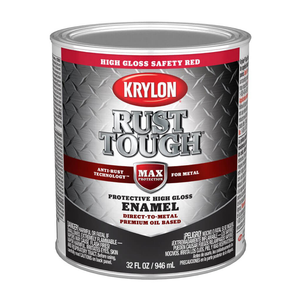 Krylon Rust Tough Rust Preventative Paint Gloss Radiant/Safety Red, 1qt