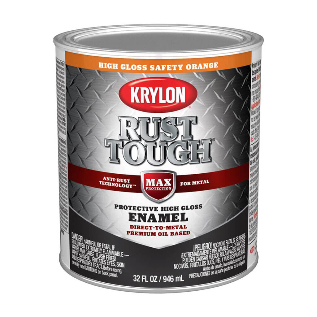 Krylon Rust Tough Rust Preventative Paint Gloss Safety Orange, 1qt