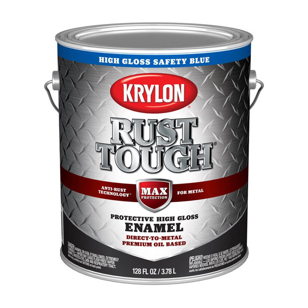 Krylon Rust Tough Enamel Paint Gloss Sheen Safety Blue, 1 gal