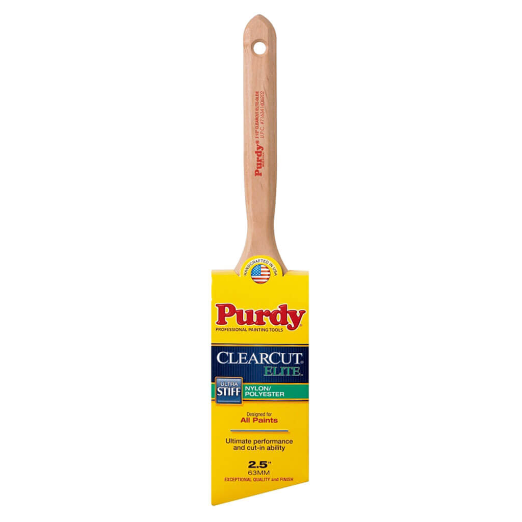 Purdy Clearcut Elite Trim Brush, 2.5inW, Nylon/Polyester Bristle, Fluted Handle