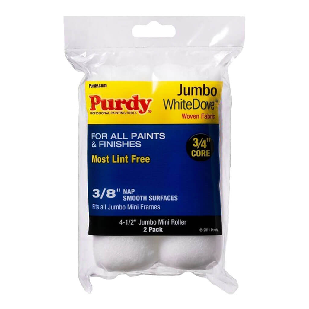 Purdy White Dove Jumbo Mini Roller Cover, 3/8in x 4.5in L, Dralon Fabric Cover