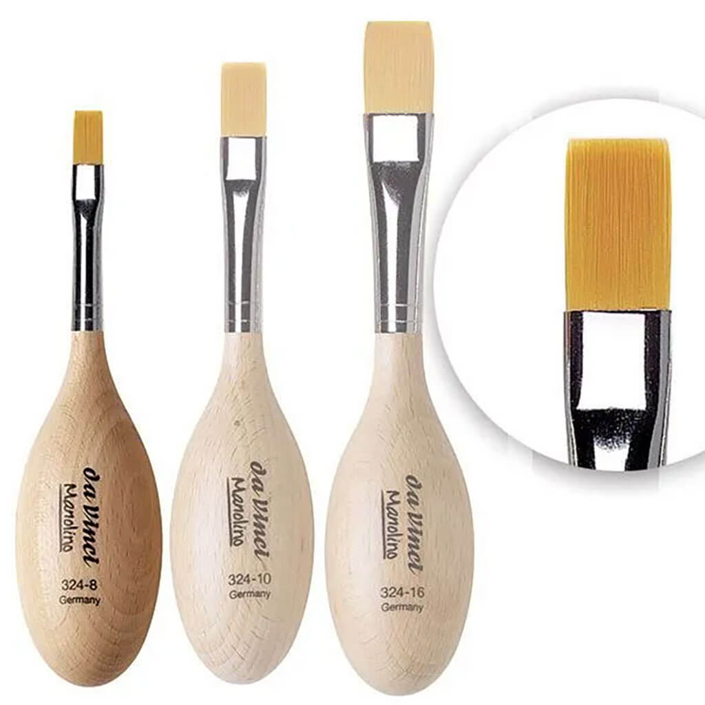 Da Vinci Manolino, Flat Brush Golden Synthetic Fibres Size 8