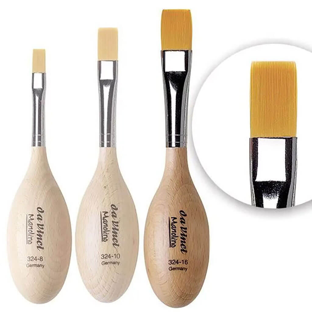 Da Vinci Manolino Flat Brush Golden Synthetic Fibres Size 16