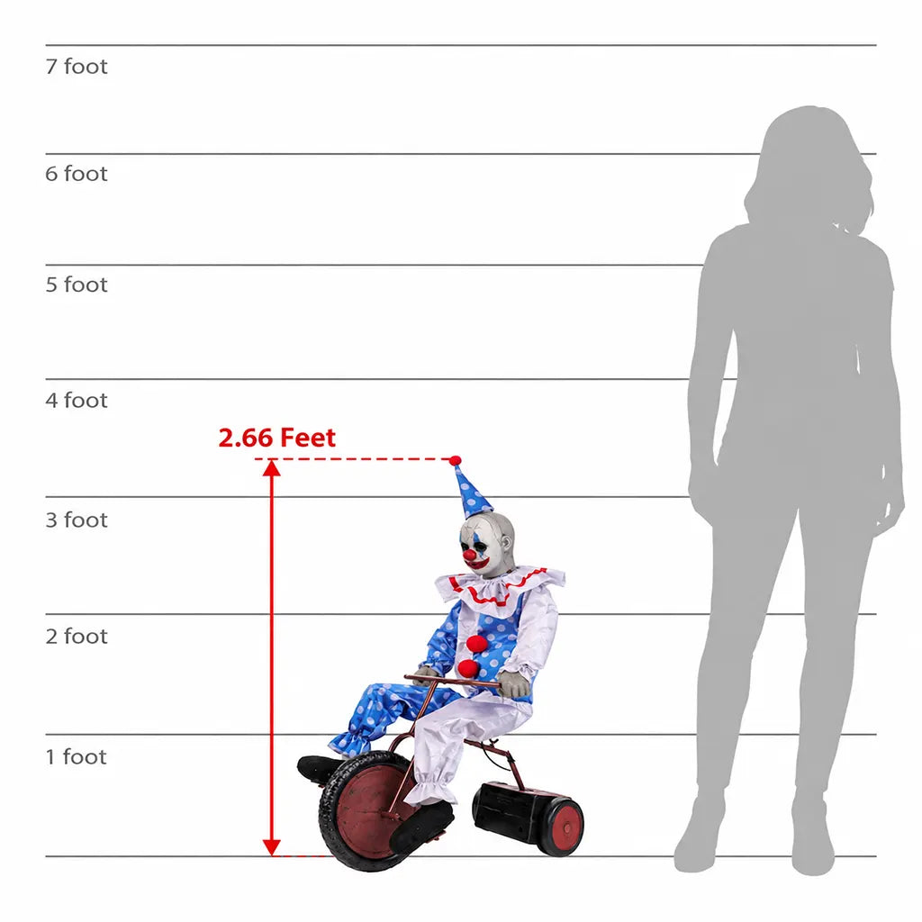 Animated Tricycle Clown, 32in