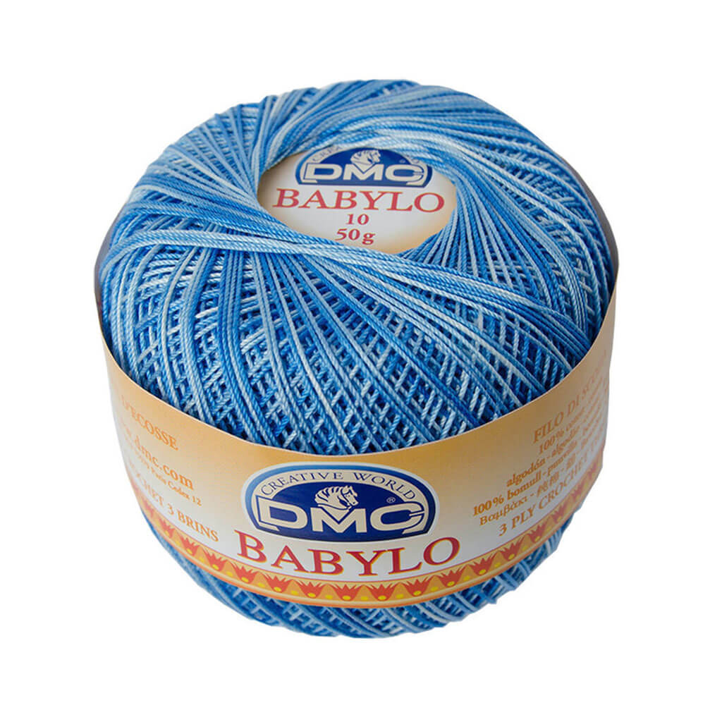 Babylo 10 Crochet Thread Balls 50G, Variegated Med Blue