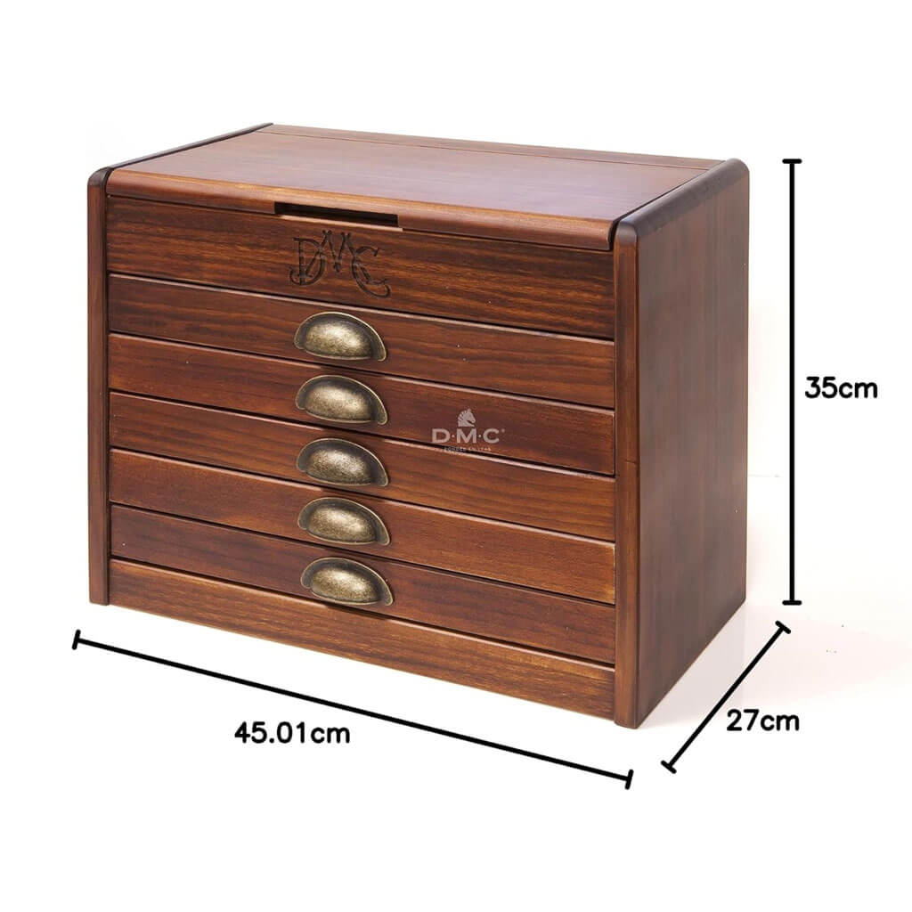 DMC Vintage Wooden Chest With 500 Skeins Mouliné