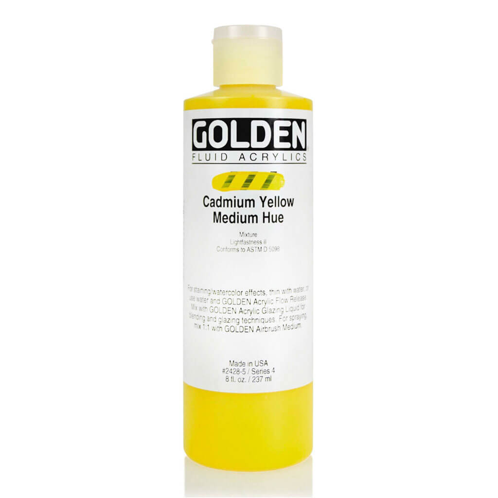 Golden Fluid Acrylics Cadmium Yellow Medium Hue, 8oz