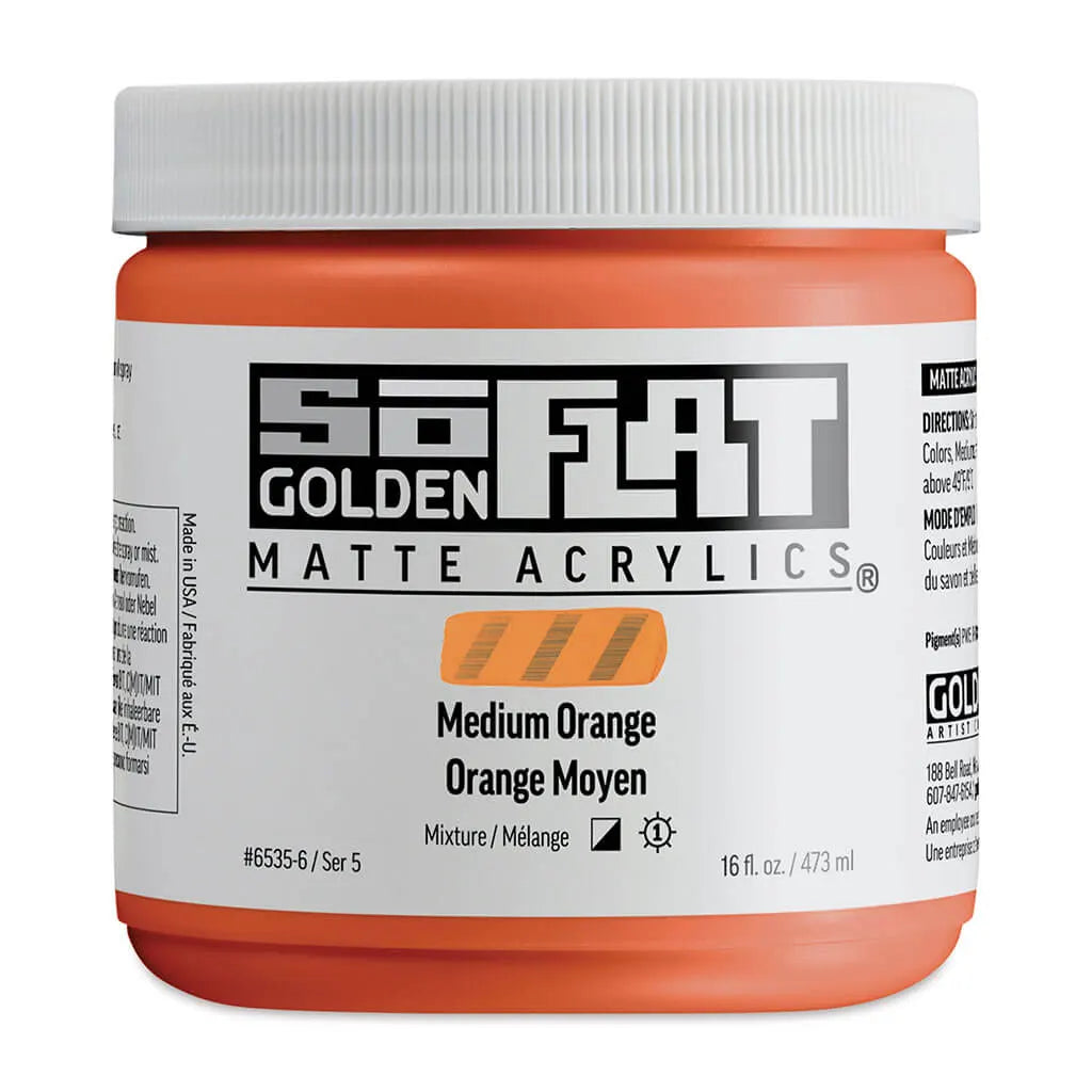 Golden SoFlat Matte Acrylic Paint 16oz Medium Orange S5