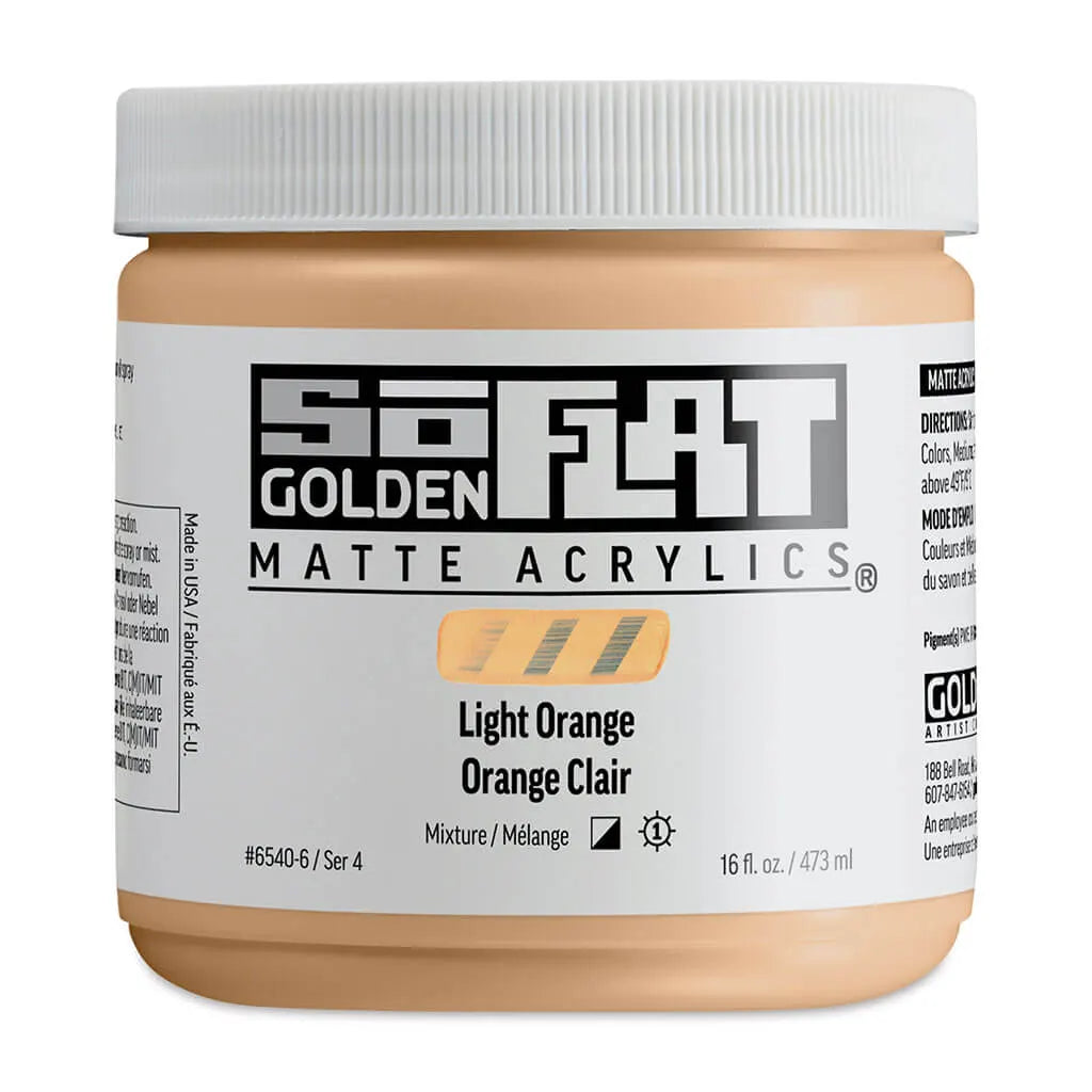 Golden SoFlat Matte Acrylic Paint 16oz Light Orange S4