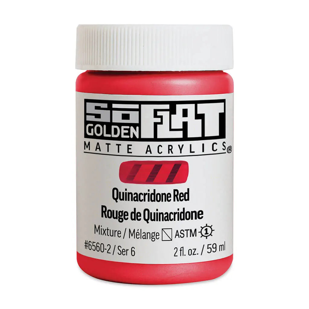 Golden SoFlat Matte Acrylic Paint 2oz Quinacridone Red S6