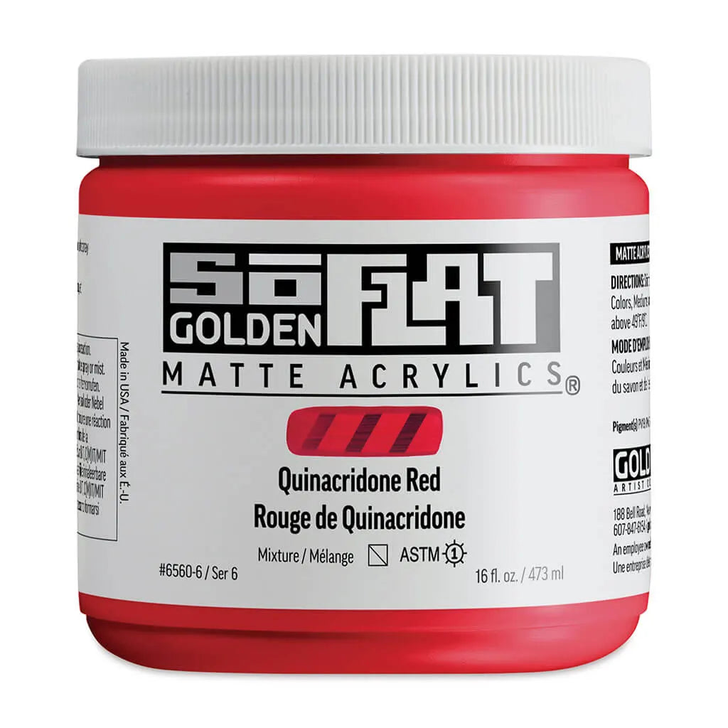 Golden SoFlat Matte Acrylic Paint 16oz Quinacridone Red S6