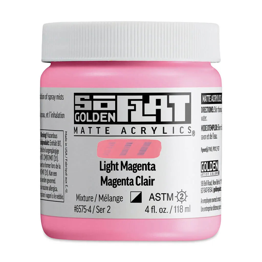 Golden SoFlat Matte Acrylic Paint 4oz Light Magenta S2