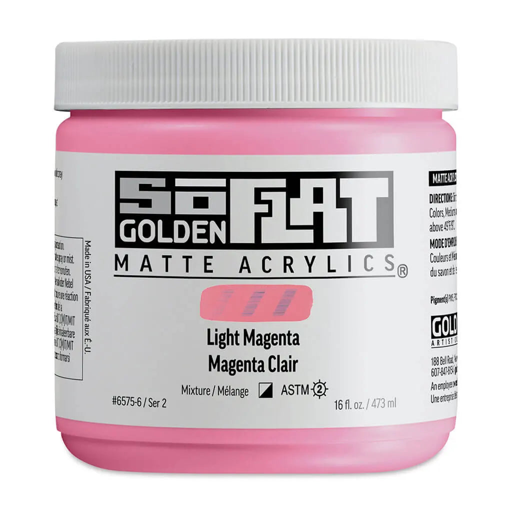 Golden SoFlat Matte Acrylic Paint 16oz Light Magenta S2