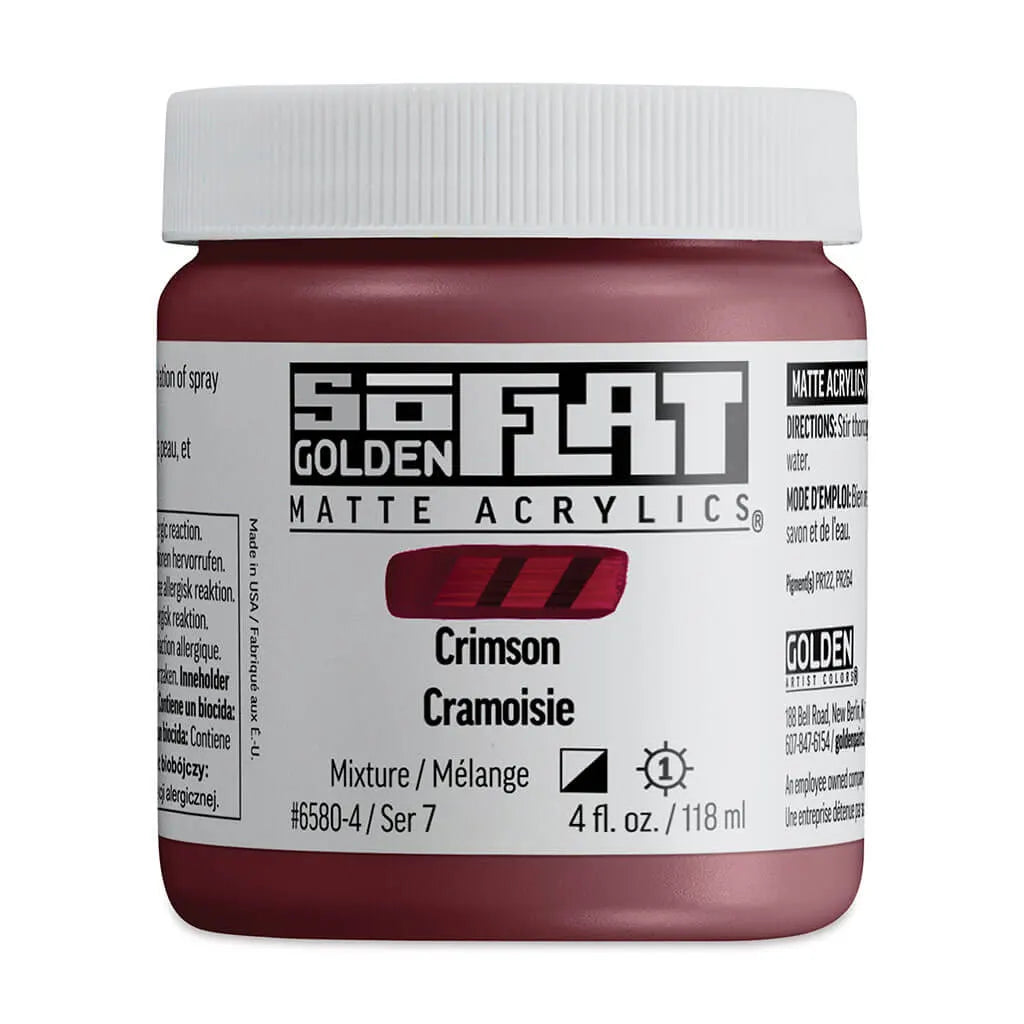 Golden SoFlat Matte Acrylic Paint 4oz Crimson S7