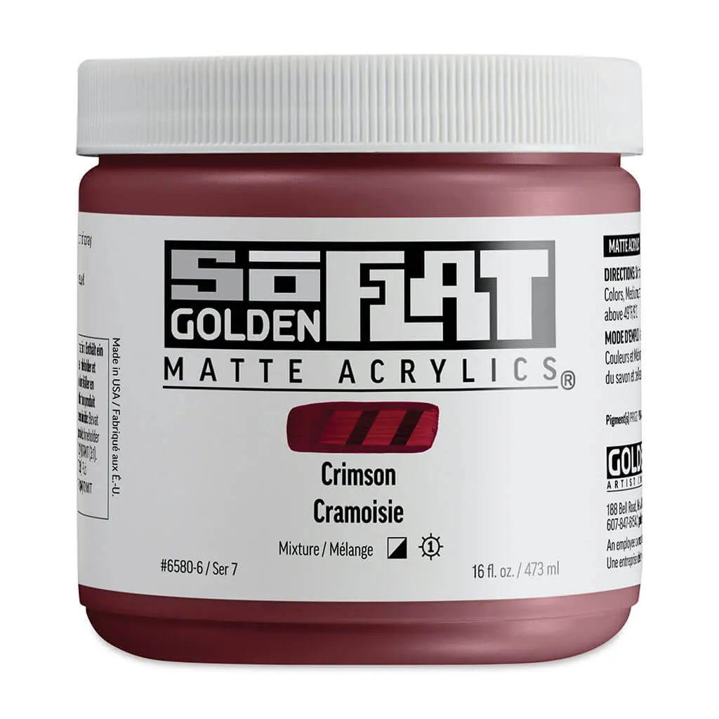 Golden SoFlat Matte Acrylic Paint 16oz Crimson S7