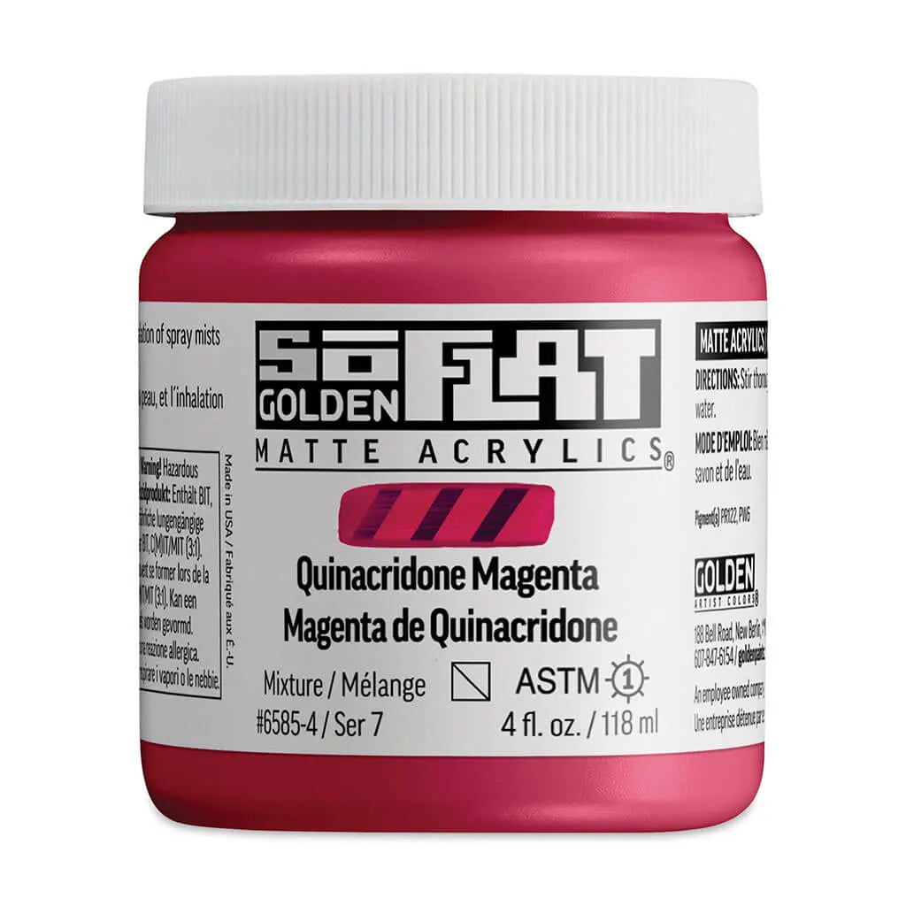 Golden SoFlat Matte Acrylic Paint 4oz Quinacridone Magenta S7