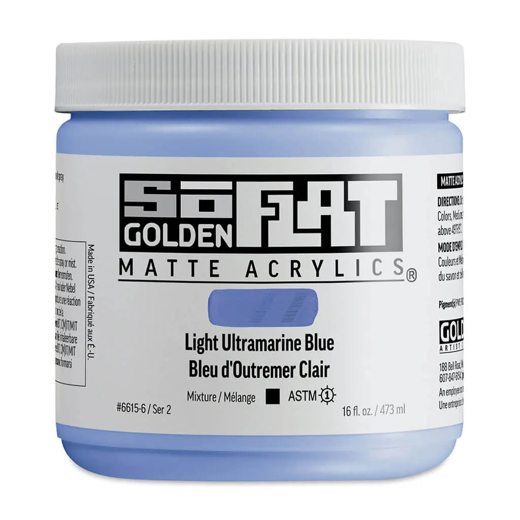 Golden SoFlat Matte Acrylic Paint 16oz Light Ultramarine Blue S2
