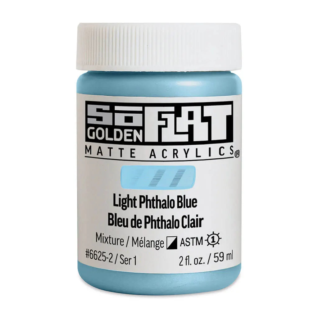 Golden SoFlat Matte Acrylic Paint 2oz Light Phthalo Blue S1
