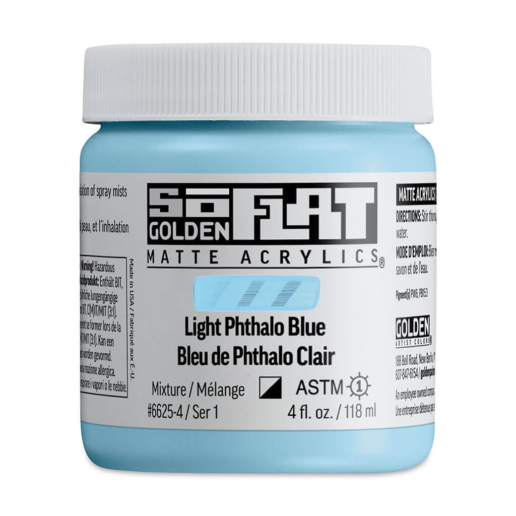 SoFlat Matte Acrylic Light Phthalo Blue, 4oz