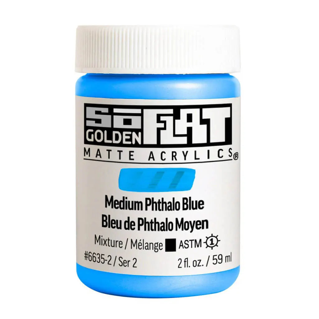 Golden SoFlat Matte Acrylic Paint 2oz Medium Phthalo Blue S2