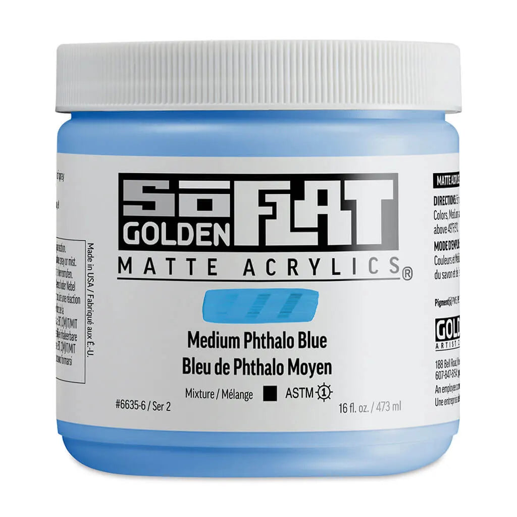 Golden SoFlat Matte Acrylic Paint 16oz Medium Phthalo Blue S2