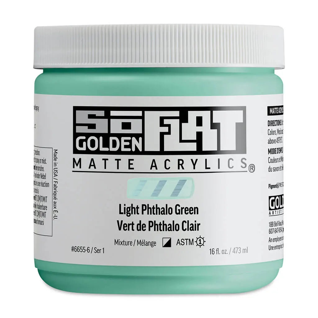 Golden SoFlat Matte Acrylic Paint 16oz Light Phthalo Green S1