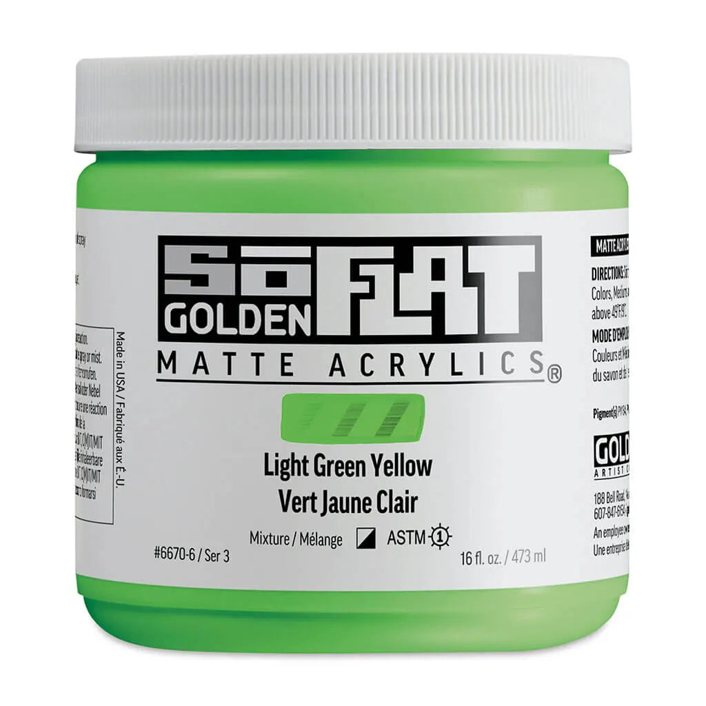 Golden SoFlat Matte Acrylic Paint 16oz Light Green Yellow S3