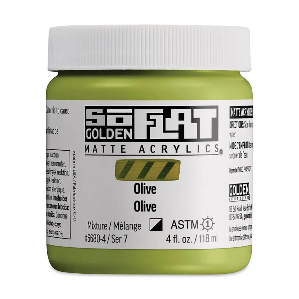Golden SoFlat Matte Acrylic Paint 4oz Olive S7