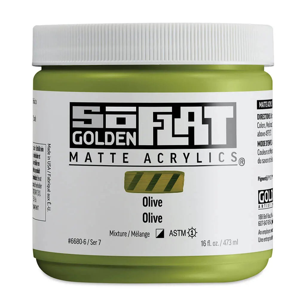 Golden SoFlat Matte Acrylic Paint 16oz Olive S7