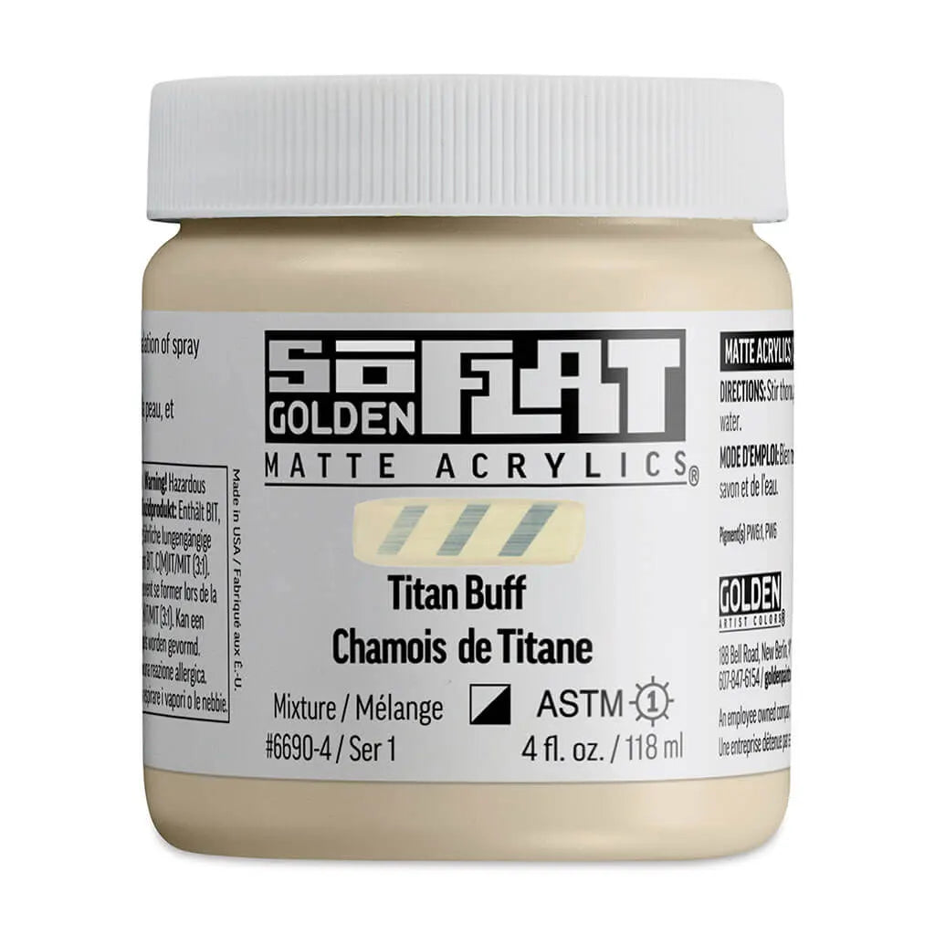 Golden SoFlat Matte Acrylic Paint 4oz Titan Buff S1