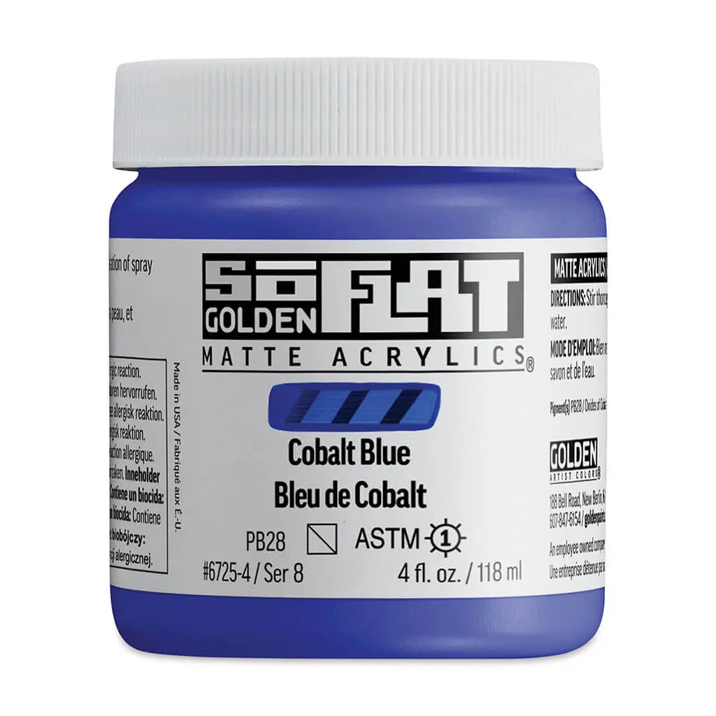 Golden SoFlat Matte Acrylic Paint 4oz Cobalt Blue S8