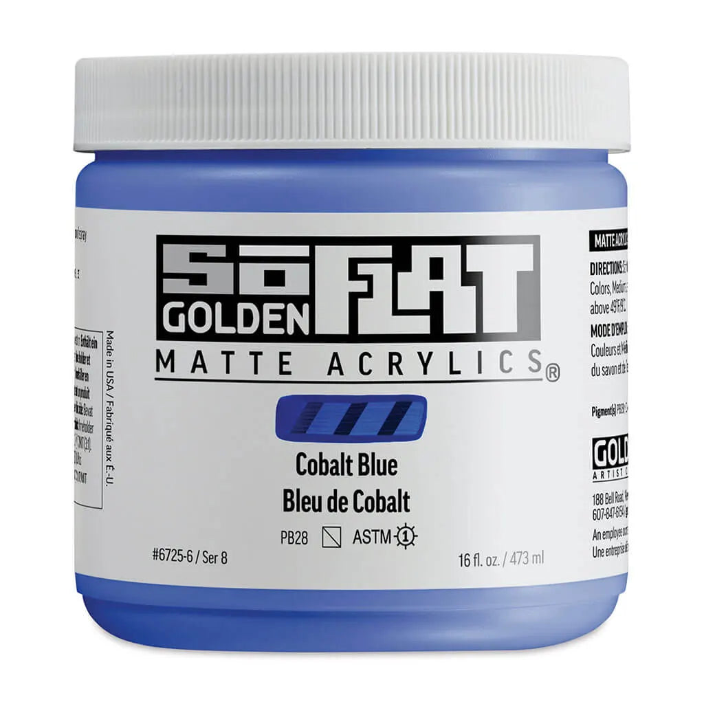 Golden SoFlat Matte Acrylic Paint 16oz Cobalt Blue S8