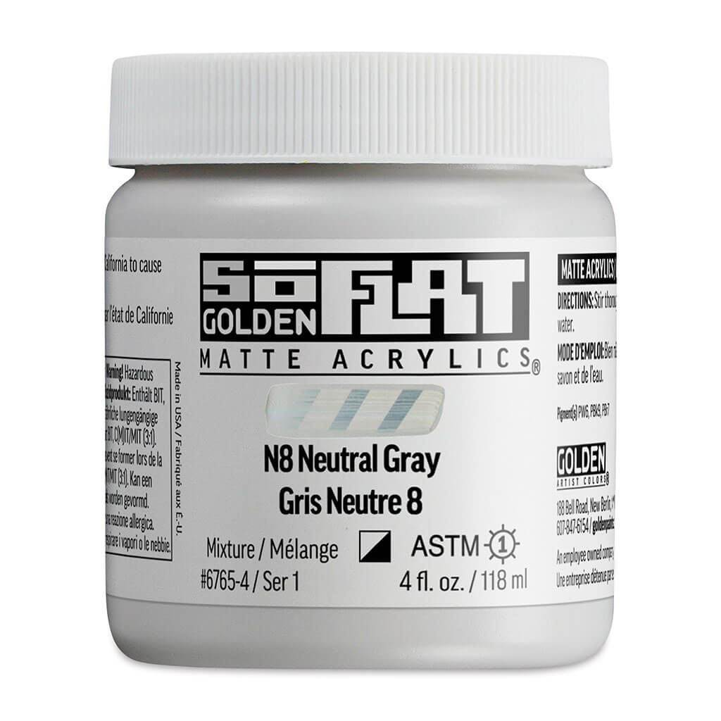 SoFlat Matte Acrylic N8 Neutral Gray, 4oz