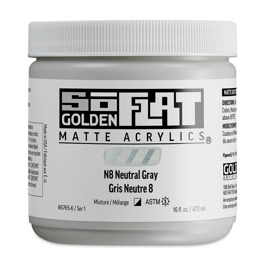 SoFlat Matte Acrylic N8 Neutral Gray, 16oz