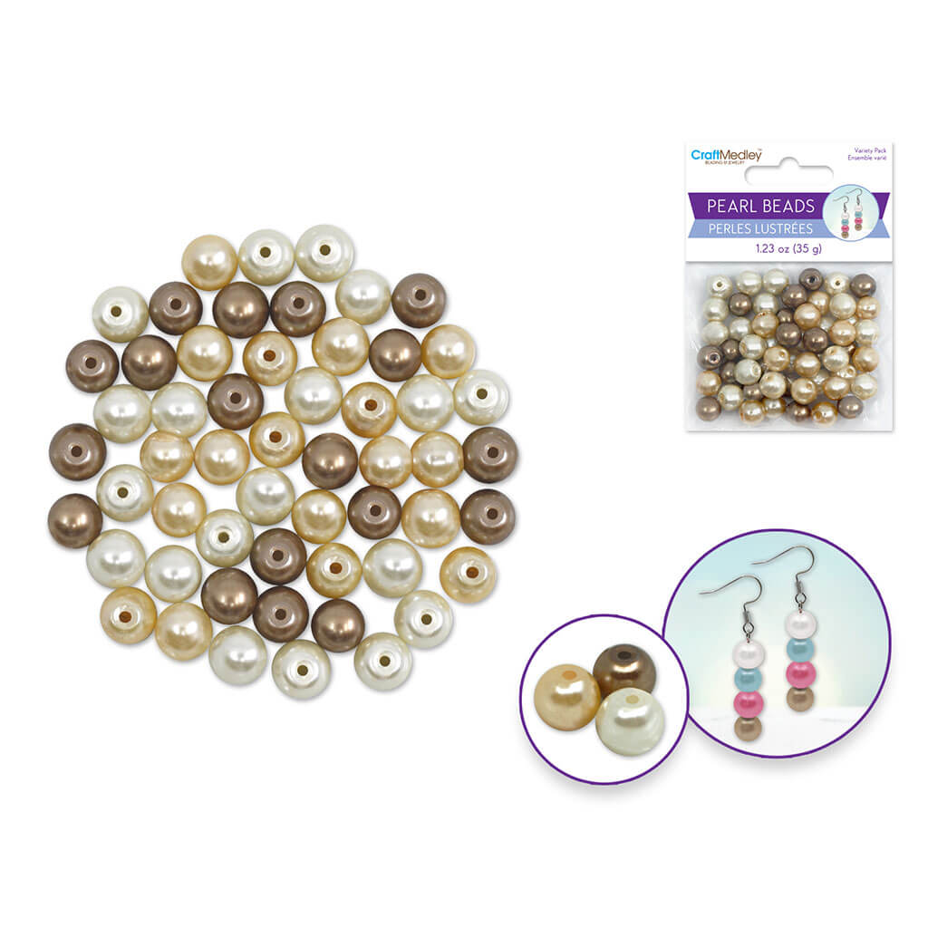 Glass Fired Pearls 8mm 35g 3 Color Asst Multi-Pack, Java